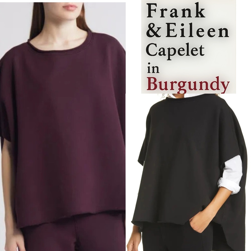 Frank & Eileen olive triple fleece Capelet Elegant Burgundy Women's Top